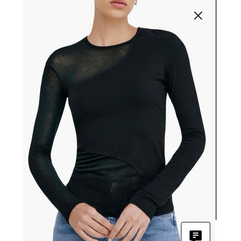 NWOT Marcella Casey Contrast Knit Top in Black SZ M